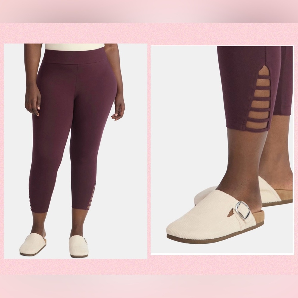 Terra & Sky 3X Capri Dark Plum Ladder Leggings